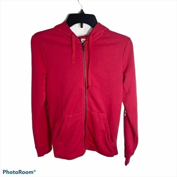 Adidas Pink Full Zip Sweatshirt Women’s Small Hood - Picture 1 of 6